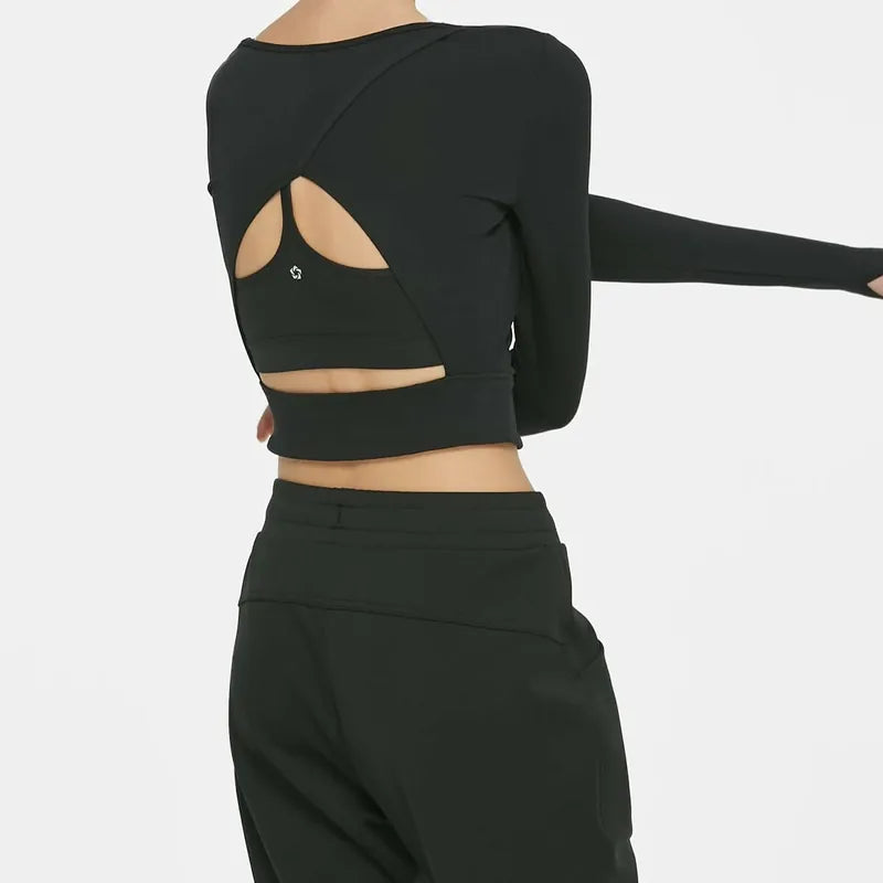 【mulawear】露背設計短版長袖上衣