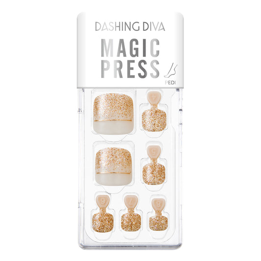 【DASHING DIVA 】129 穿戴式美甲貼片(足) MAGICPRESS Gold Dress