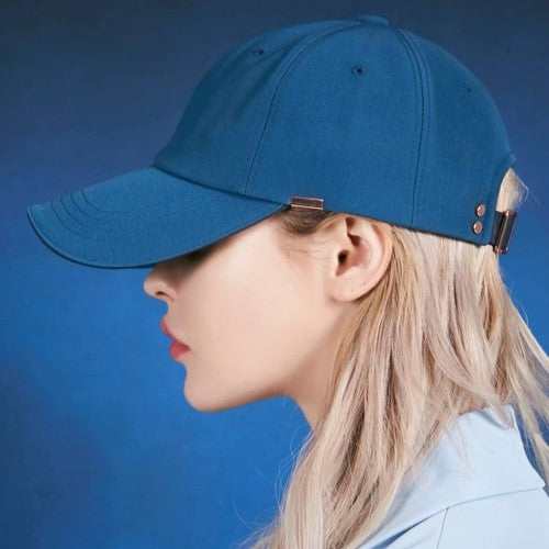 【VARZAR】玫瑰金裝飾棒球帽(青藍色)